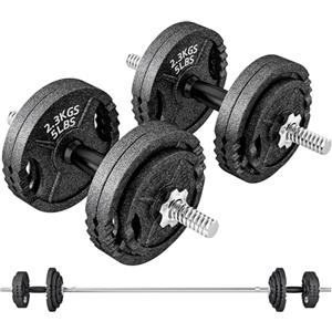 SPORTNOW Set Pesi Palestra 2 in 1 da 42kg in Acciaio Regolabile, Set Manubri Regolabili con Impugnatura Antiscivolo, Bilanciere Palestra e 2 Manubri per Allenamento Fitness in Casa, Nero