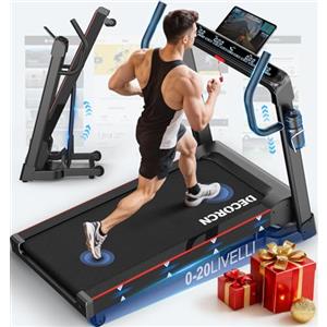 Decorcn Tapis roulant professionale per la casa Decorcn, pieghevole, con inclinazione, motore silenzioso, piano di corsa di grandi dimensioni,WiFi, Bluetooth, APP, marchio di qualità tedesco