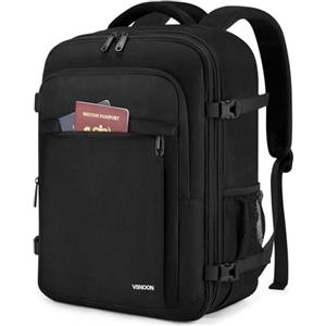 VSNOON Zaino da Viaggio, Estendibile Zaino Ryanair 40x30x20 24L a 30L con Tasca Umida, Impermeabile Bagaglio a Mano 40x30x20, Zaino Ryanair per PC Portatile 15" per ITA Airways Ryanair & EasyJet, Nero