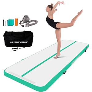 AirTrack Nordic Standard Tappetino gonfiabile per ginnastica 3-8 m - resistente e facile da trasportare - con pompa ad aria elettrica (4, menta)