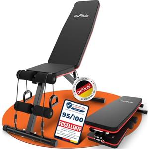 DH FitLife Panca Palestra Pieghevole 8 in 1 | Panca Pesi 80% Salvaspazio per Allenamento Completo a Casa | Panca Regolabile Piana & Inclinata, Panca Addominali per Home Gym