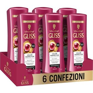 Gliss Schwarzkopf Gliss Color Perfector Balsamo Ravviva Colore, 6 confezioni da 200ml, Balsamo per capelli con Complesso Ialuronico ed Estratto di Mirtillo Rosso, Prodotti per capelli colorati e schiariti