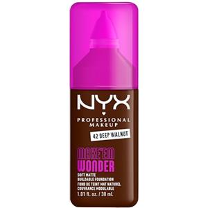 NYX Professional Makeup Fondotinta Soft Matte, Coprenza Modulabile, Tenuta Fino a 24H, Formula Arricchita con Acido Ialuronico, Guaranà e Vitamina C, Make Em Wonder Foundation, Deep Walnut, 30 ml