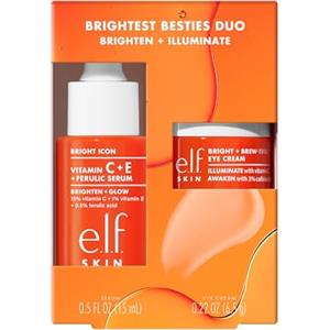 e.l.f. Brightest Besties Duo di e.l.f. SKIN, set skincare da viaggio, siero viso illuminante e crema occhi alla vitamina C, illumina, decongestiona e uniforma il colorito, vegano e non testato sugli animali