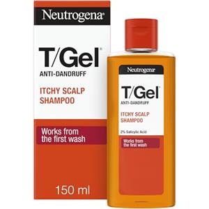 Neutrogena T/Gel Shampoo Antiforfora Prurito al Cuoio Capelluto, Shampoo uomo per capelli e cute secca con Acido salicilico e Piroctone Olamina, Trattamento anti-forfora delicato e senza alcol, 150 ml