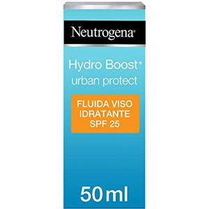 Neutrogena Hydro Boost Urban Protect Fluida Idratante SPF 25, Crema solare viso idratante contro raggi UV e inquinamento, Protezione solare viso in fluido con Acido Ialuronico e Vitamina C, 50 ml