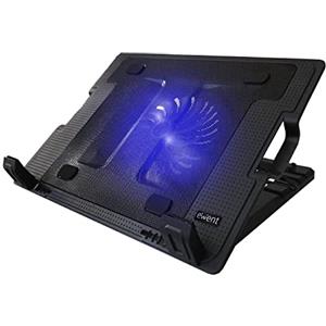 Ewent Supporto con Sistema di Raffreddamento per Notebook, MacBook 12/15.6/17 pollici con 1 Ventola Silenziosa e Luce LED, Supporto Regolabile in 5 diverse inclinazioni