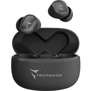 TECHMADE Auricolari Wireless K111 Strong Sound con Custodia Inclusa - Suono Potente, Design Ergonomico, Tecnologia Bluetooth 5.0, Controllo Touch - Colore Nero