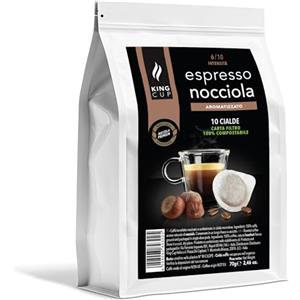 King Cup, Caffè Aromatizzato alla Nocciola, Cialde ESE 44 mm, Compatibili con Macchine ESE, Con Aroma Naturale di Nocciola, Confezione da 10 Cialde