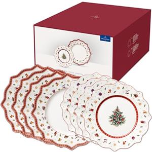 Villeroy & Boch - Toy's Delight Dinner Set 8 Pezzo Rosso,Bianco, Adatto per Microonde, Piatto Ceramica Natale, Decorazione Natalizie, Set di Stoviglie, Servizio, Porcellana Premium