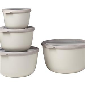 Mepal - Set di 4 Contenitori Cirqula Rotondo - Contenitori per Alimenti con Coperchio - Adatti come Contenitori Ermetici per Frigo, Freezer, Microonde - 500, 1000, 2000 & 3000 ml - Nordic white