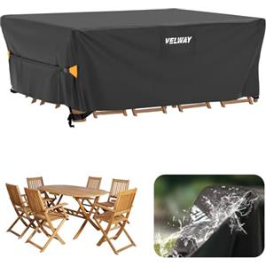 Velway Coperture per Mobili da Giardino Impermeabile: Copertura Tavolo Giardino Esterno con sfiato d'Aria Antivento Telo Copri Tavolo Arredo Rettangolare (Nero 200x160x74cm)