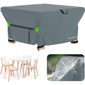 Velway Coperture per Mobili Impermeabile - 125x125x74cm Copertura Tavolo Giardino Esterno con sfiato d'Aria Antivento Telo Copri Tavolo Arredo Quadrato - Grigio