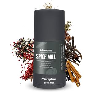 Microplane Macina Spezie 2in1 - Antracite | Macina Spezie Manuale con Lama in Acciaio Inox Ultra Affilata Grattugia Noce Moscata, Cannella, Fave di Tonka, Pepe Lungo, Noci e altro Contenitore Ermetico