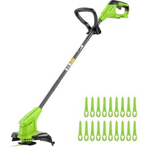 Greenworks 24V Tagliabordi a batteria da per giardini di piccole e medie dimensioni, larghezza di taglio di 25 cm, include 20 lame in plastica SENZA Batteria e Caricabatterie