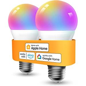 Refoss 2 Pezzi Lampadine Smart Wifi Intelligente Multicolore E27 Smart Light LED RGBWW, Compatibile con Apple HomeKit, Amazon Alexa, Google Home