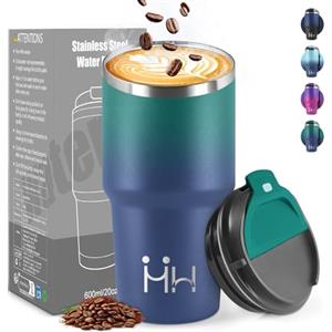 HoneyHolly Termos Caffè 600 ML, Tazza termica Riutilizzabili Prova di Perdite, Bicchiere Termico, Acciaio Inox 304, Travel Mug per Caffè Caldo e Freddo, Latte e Tè