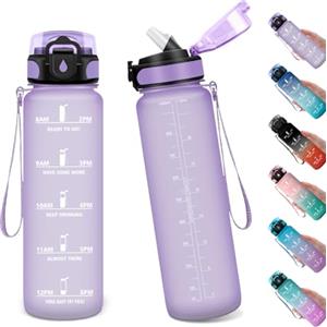 KollyKolla Borraccia Palestra 1L, Borraccia Sportiva con Cannuccia, Borraccia con Indicatore del Tempo Motivazionale, Bottiglia Riutilizzabile, a Prova di Perdite, Borracce per Sport, Palestra, Scuola, Gym