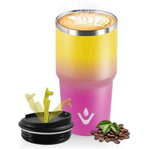 HoneyHolly Termos Caffè 600 ML, Tazza termica Riutilizzabili Prova di Perdite, Bicchiere Termico, Acciaio Inox 304, Travel Mug per Caffè Caldo e Freddo, Latte e Tè