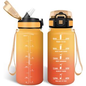 HoneyHolly Borraccia 500Ml, Senza BPA & A Prova di Perdita, Borracce con Cannuccia, Reutilizables, Water Bottle Scuola Elementare, Borraccia Motivazionale per Scuola, Palestra, Ufficio, Running