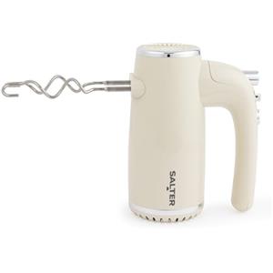 Salter Cream Retro Sbattitore a Mano - Frusta Elettrica, 5 Velocità + Turbo, Accessori XL Cromati per Sbattere e Impastare, Mixer da Forno, Funzione di Espulsione, 400W