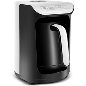 KARACA Hatır Köz - Macchina da caffè turco, capacità 300 ml, prepara 5 tazze di caffè turco, spegnimento automatico e controllo della temperatura, gusto a carbone, 535 W, colore: Bianco