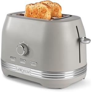 Salter Rise Tostapane 2 Fette - 800W, 7 Livelli di Doratura, Fessure Larghe, Espulsione ad Alta Elevazione, Vassoio Raccoglibriciole Rimovibile, Griglia Scaldapanini, Auto-Centrante