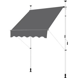 Yaheetech Tenda da Sole per Balcone Esterno Veranda a Bracci Estensibili con Manovella Regolabile Telo Avvolgibile Retrattile Resistente ai Raggi UV Telaio Telescopico Senza Forare 150 x 120 cm Grigio