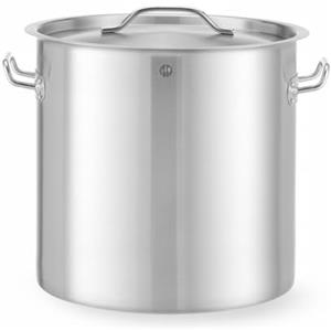 HENDI Pentola con coperchio, grande capacità: 25L, adatta a tutte le fonti di calore, lavabile in lavastoviglie, ø345x(H)350mm, acciaio inox