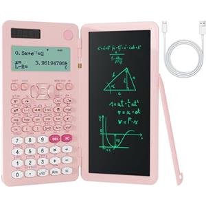 NEWYES Calcolatrice Scientifica Ricaricabile, 991ES MAX Con Tavoletta Scrittura e Penna, 417 Funzioni Per Studenti e Professionisti in Matematica, Fisica e Ingegneria, Rosa