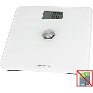PROFI CARE ProfiCare® Bilancia pesapersone senza batteria | Bilancia con portata di 5 kg - 180 kg e grande display LCD | Bilancia pesapersone digitale con energia cinetica e superficie in vetro | PC-PW 3112