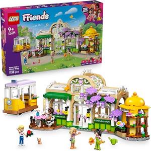 LEGO Friends Caffè delle Piante e Negozio di Fiori - Giocattolo con 4 Mini Bamboline, Gatto Domestico, Tram, Accessori da Cucina come Pasticcini, Tazze e Teiera - Regalo per Bambine da 9 Anni - 42671