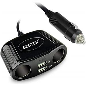 BESTEK Caricatore per Auto 150W, 12/24 V 2 Porte USB Caricabatteria da Auto per iPhone XS Max/iPhone XR/8, iPad, Tablet, Smartphone