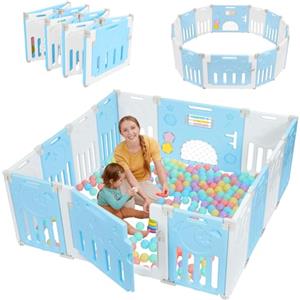 Dripex Box Bambini 150×150 cm, Recinto per Bambini Pieghevole, Box Neonato in Forma Adattabile, Recinto Neonato in Plastica, Blu