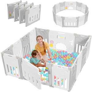 Dripex Box Bambini 150×150 cm, Recinto per Bambini Pieghevole, Box Neonato in Forma Adattabile, Recinto Neonato in Plastica, Grigio