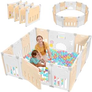 Dripex Box Bambini 150×150 cm, Recinto per Bambini Pieghevole, Box Neonato in Forma Adattabile, Recinto Neonato in Plastica, Giallo
