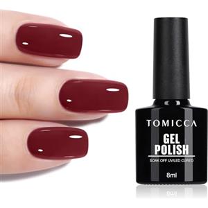 TOMICCA Smalto Semipermanente Unghie UV rosso, 8 ml, smalto gel UV per unghie per principianti, fai da te, gel per nail art, manicure, salone