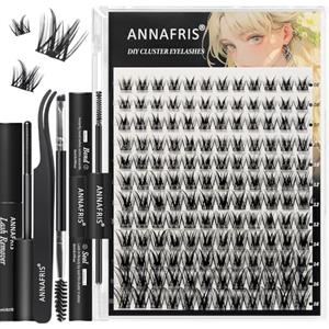 ANNAFRIS Ciglia Finte Ciuffetti Kit DIY Extension Ciglia Naturali Cluster Lashes con Pinze (CS-FD01)
