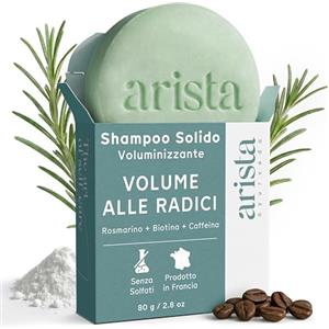 Arista ayurveda Arista Shampoo Solido Rosmarino e Biotina, Shampoo Voluminizzante Capelli Fini e Piatti, Dona Volume e Consistenza, Senza Parabeni, Solfati e Siliconi (80 g)