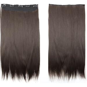 CAISHA 60cm Clip In Un Unico Pezzo Nell'estensione Dei Capelli Pezzo Di Capelli Sintetici Mezza Parrucca Liscio Bruna C70