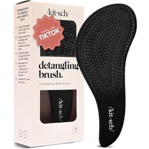 Kitsch Spazzola Districante - Morbida per Capelli Ricci con Setole Flessibili, per Tutti i Tipi di Capelli, Bagnati o Asciutti | Donna, Uomo, Bambini - Nero