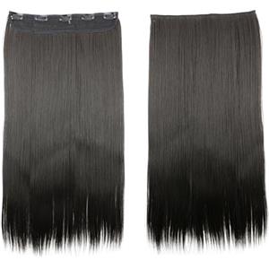 CAISHA 60cm Clip In Un Unico Pezzo Nell'estensione Dei Capelli Pezzo Di Capelli Sintetici Mezza Parrucca Liscio Bruna C53
