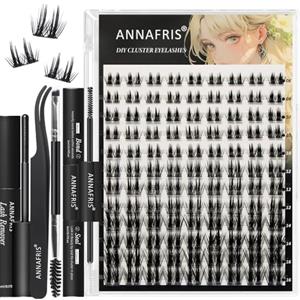ANNAFRIS Ciglia Finte Ciuffetti Kit DIY Extension Ciglia Naturali Cluster Lashes con Pinze (CS-FD21)