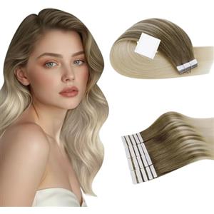 RUNATURE Extension Capelli Veri Biadesivo Balayage Biondo 50cm 20pcs 50g #BA8/60