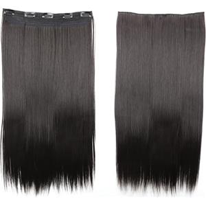 CAISHA 60cm Clip In Un Unico Pezzo Nell'estensione Dei Capelli Pezzo Di Capelli Sintetici Mezza Parrucca Liscio Marrone-Nero C52