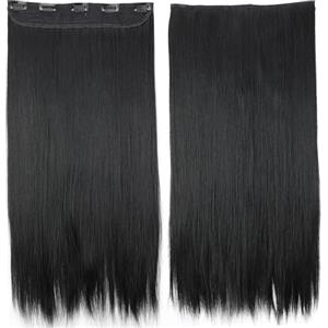 CAISHA by PRETTYSHOP 60cm Clip In Un Unico Pezzo Nell'estensione Dei Capelli Pezzo Di Capelli Sintetici Mezza Parrucca Liscio Nero C51