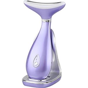 VRAIKO LILY Massaggiatore viso-collo, dispositivo per il ringiovanimento della pelle con vibrazione termica a LED a tripla azione per il sollevamento e il rassodamento anti-età (viola)