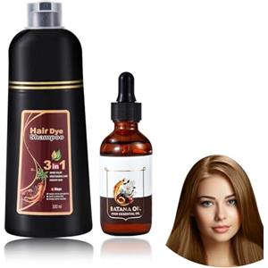 O'RMEAS Colore al caffè per capelli - Set 500ml shampoo istantaneo colorato + 50ml olio nutritivo, shampoo anti-grigi, cura dei capelli unisex