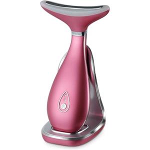 VRAIKO LILY Massaggiatore viso-collo, dispositivo per il ringiovanimento della pelle con vibrazione termica a LED a tripla azione per il sollevamento e il rassodamento anti-età (Rosa intenso)
