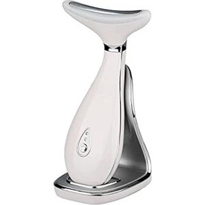 VRAIKO LILY Massaggiatore viso-collo, dispositivo per il ringiovanimento della pelle con vibrazione termica a LED a tripla azione per il sollevamento e il rassodamento anti-età (bianco perla)